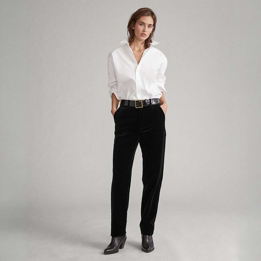 NWT POLO RALPH LAUREN X FRIENDS Velvet Straight-Leg Pant Black - Size 10 / M